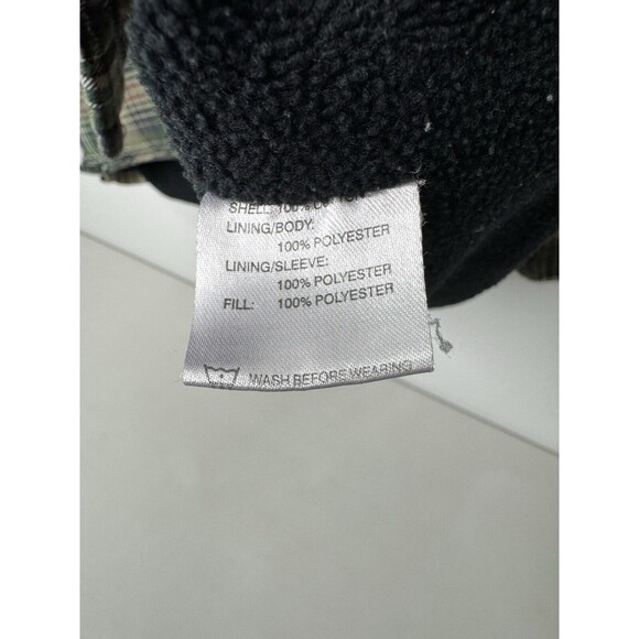 Burrylane Flannel Shirt Jacket Tan Green Fleece Lined Button Down Mens Size XL - Picture 4 of 14